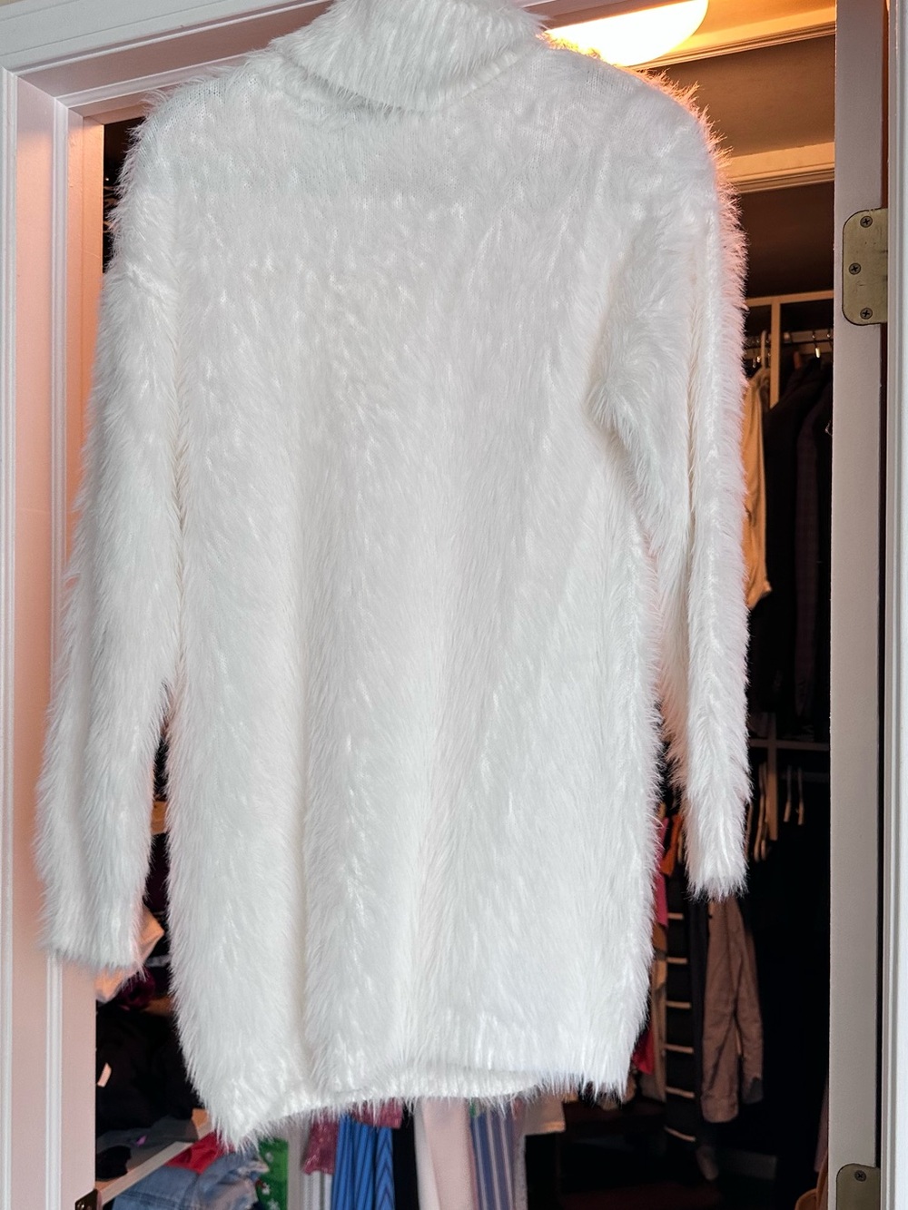 Forever 21 White Faux-Fur Turtleneck Sweater